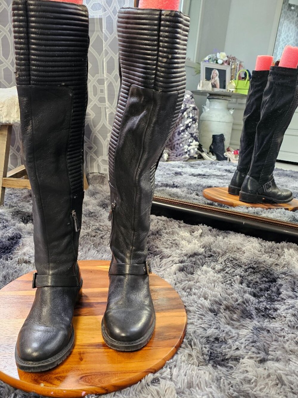 BCBGeneration Sigmony Tall Moto Boots, Size 8.5M • Black Riding Boots